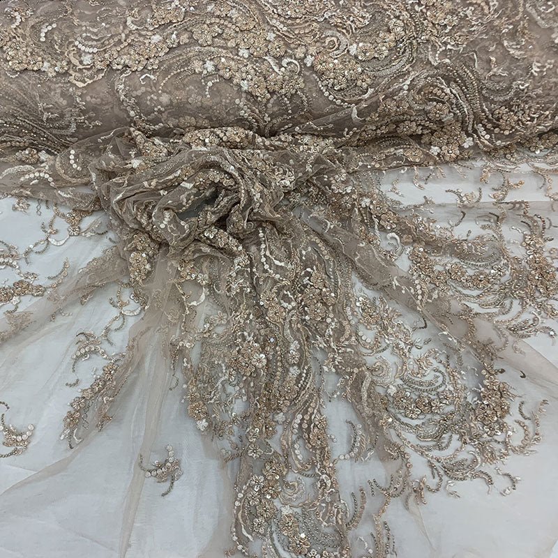 Embroidered Flowers Floral Beaded Mesh Lace Sequins FabricICEFABRICICE FABRICSEmbroidered Flowers Floral Beaded Mesh Lace Sequins Fabric ICEFABRIC
