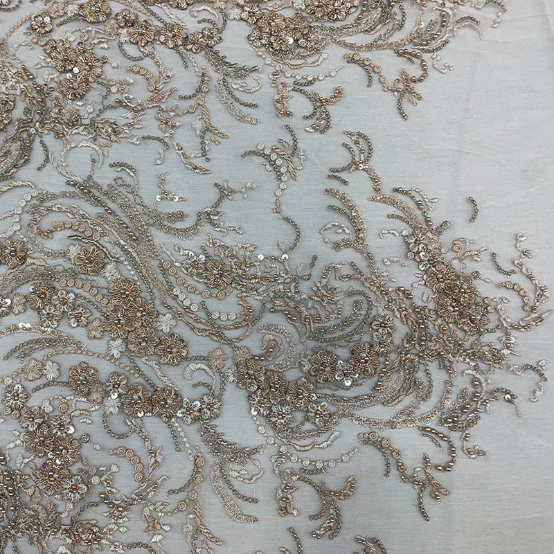 Embroidered Flowers Floral Beaded Mesh Lace Sequins FabricICEFABRICICE FABRICSEmbroidered Flowers Floral Beaded Mesh Lace Sequins Fabric ICEFABRIC