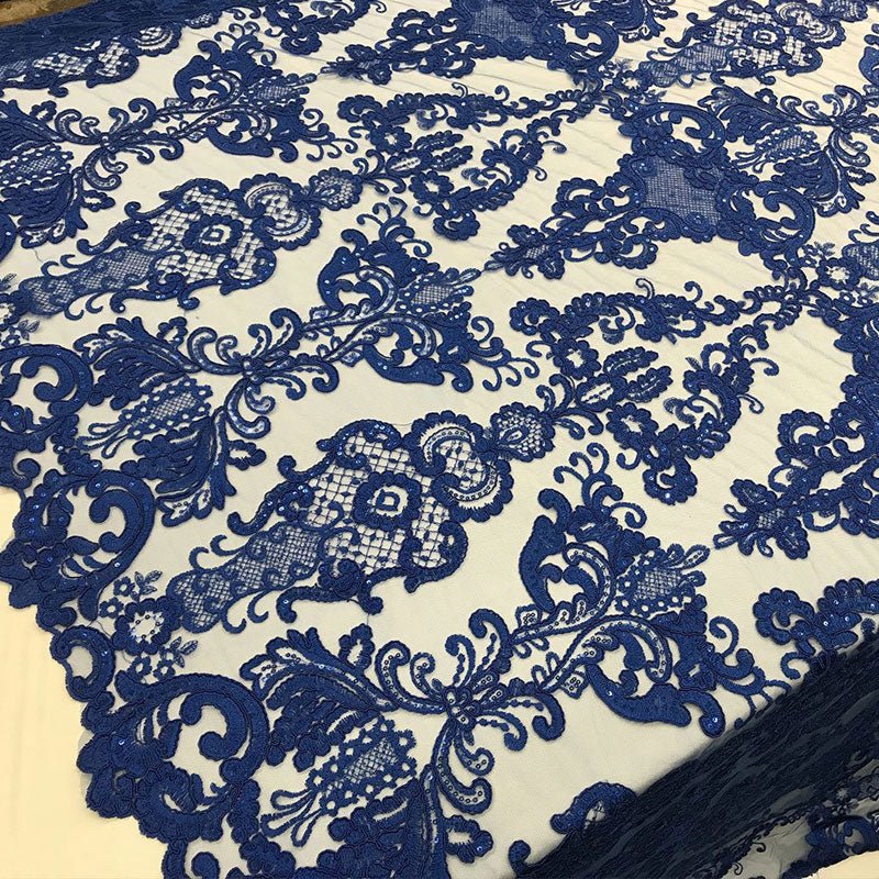 Embroidered Wedding Prom Design Mesh Lace Sequins Dress By The YardICE FABRICSICE FABRICSRoyal BlueEmbroidered Wedding Prom Design Mesh Lace Sequins Dress By The Yard ICE FABRICS Royal Blue