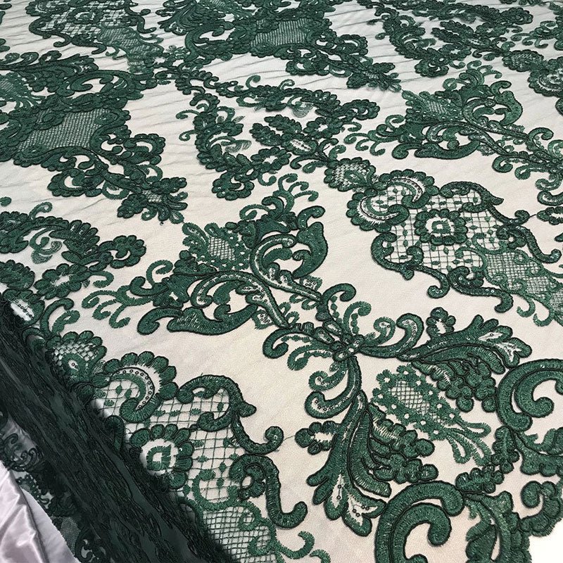 Embroidered Wedding Prom Design Mesh Lace Sequins Dress By The YardICE FABRICSICE FABRICSHunter GreenEmbroidered Wedding Prom Design Mesh Lace Sequins Dress By The Yard ICE FABRICS Hunter Green