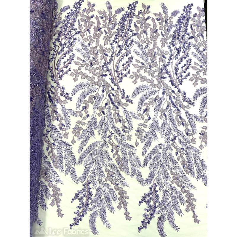 Embroidery Lace Fabric Hand Beaded Fabric with Sequin MeshICE FABRICSICE FABRICSLavenderBy The Yard (54" Wide)Embroidery Lace Fabric Hand Beaded Fabric with Sequin Mesh ICE FABRICS Lavender