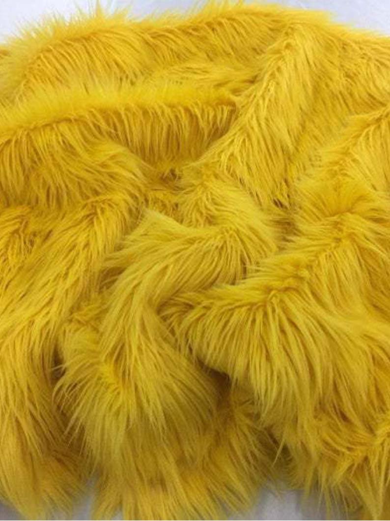 Fake Animal Yellow Mongolian Design Faux Fur Fabric IceFabrics