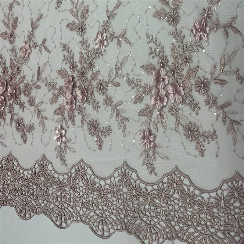 Fashion 3D Flowers Floral Beaded Lace FabricICE FABRICSICE FABRICSBy The Yard50" WideDusty RoseFashion 3D Flowers Floral Beaded Lace Fabric ICE FABRICS Dusty Rose