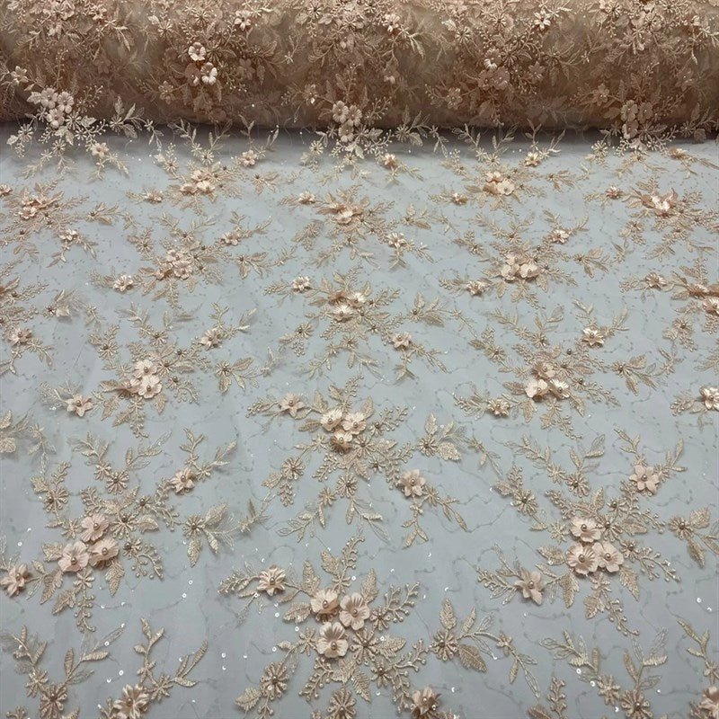 Fashion 3D Flowers Floral Beaded Lace FabricICE FABRICSICE FABRICSBy The Yard50" WidePeachFashion 3D Flowers Floral Beaded Lace Fabric ICE FABRICS Peach