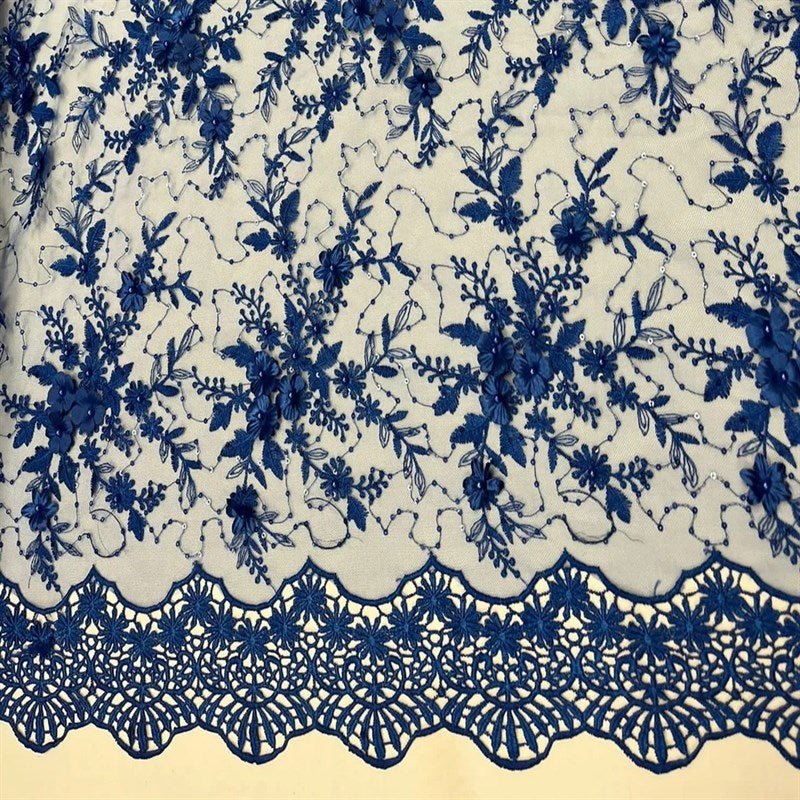 Fashion 3D Flowers Floral Beaded Lace FabricICE FABRICSICE FABRICSBy The Yard50" WideRoyal BlueFashion 3D Flowers Floral Beaded Lace Fabric ICE FABRICS Royal Blue