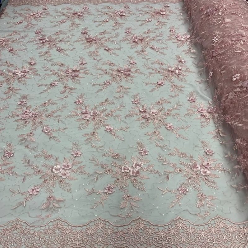 Fashion 3D Flowers Floral Beaded Lace FabricICE FABRICSICE FABRICSBy The Yard50" WidePinkFashion 3D Flowers Floral Beaded Lace Fabric ICE FABRICS Pink