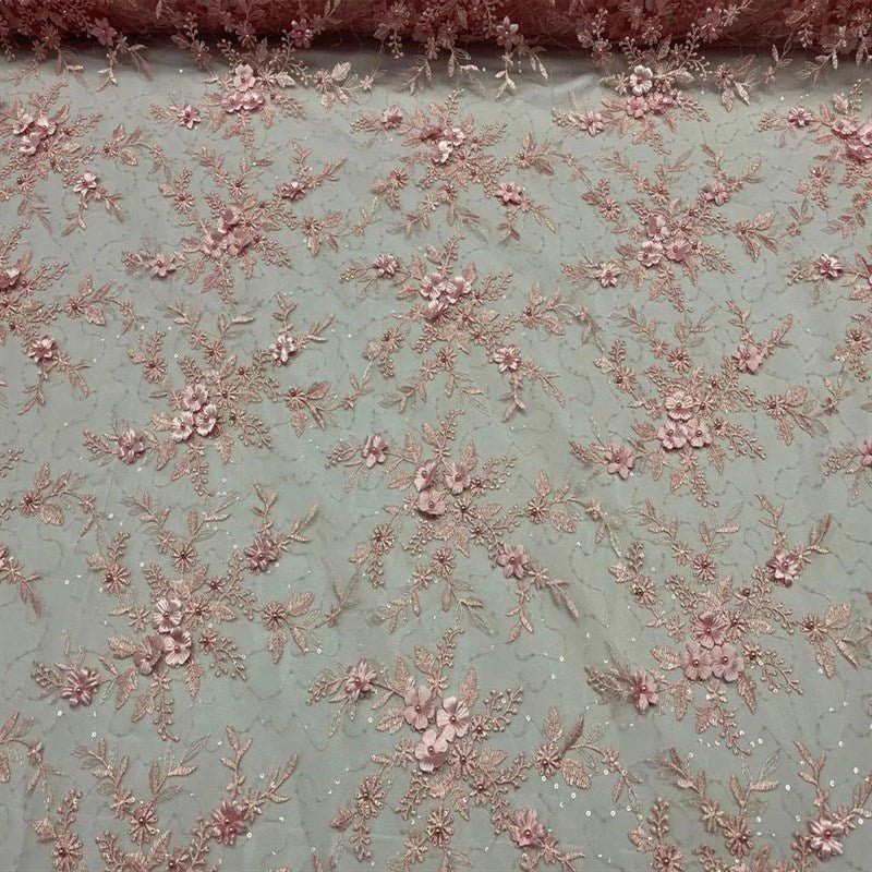 Fashion 3D Flowers Floral Beaded Lace FabricICE FABRICSICE FABRICSBy The Yard50" WidePinkFashion 3D Flowers Floral Beaded Lace Fabric ICE FABRICS Pink