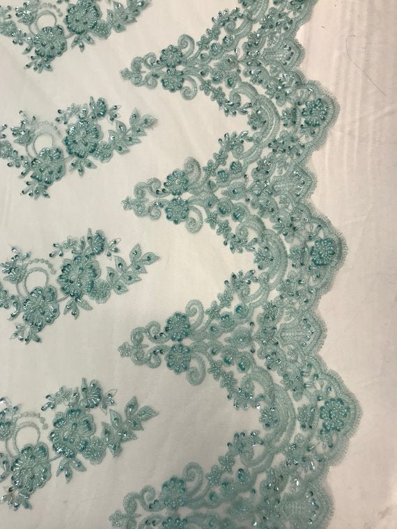 Fashion Wedding Dress Sequins Beaded Bridal Mesh LaceICE FABRICSICE FABRICSMintFashion Wedding Dress Sequins Beaded Bridal Mesh Lace ICE FABRICS Mint