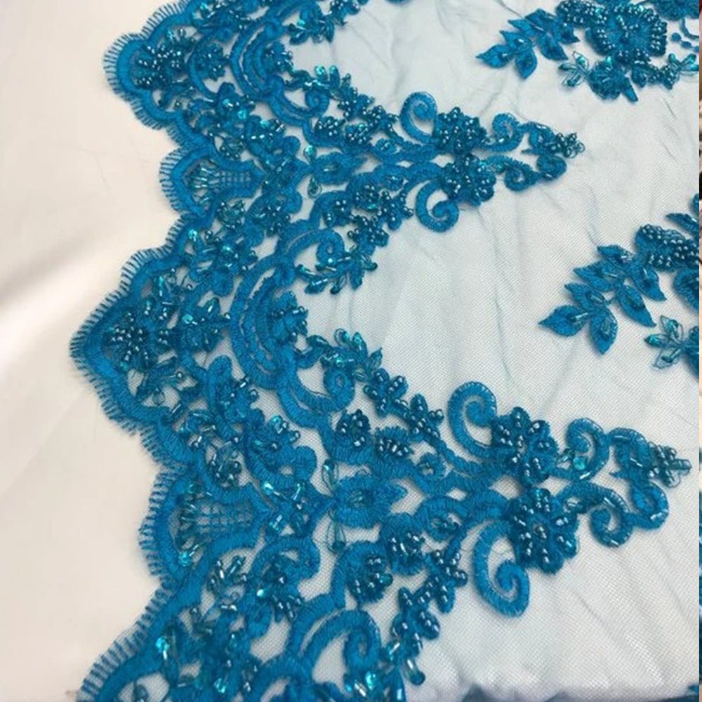 Fashion Wedding Dress Sequins Beaded Bridal Mesh LaceICE FABRICSICE FABRICSTurquoiseFashion Wedding Dress Sequins Beaded Bridal Mesh Lace ICE FABRICS Turquoise