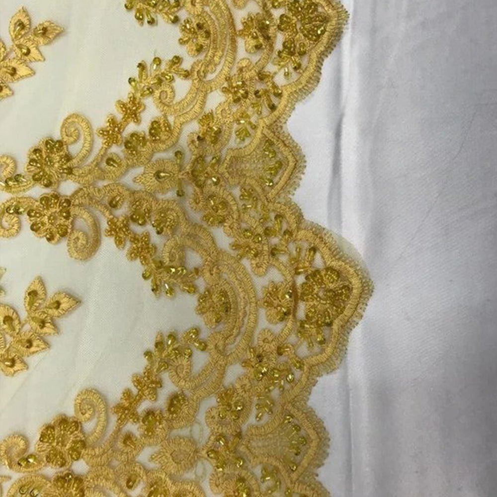 Fashion Wedding Dress Sequins Beaded Bridal Mesh LaceICE FABRICSICE FABRICSYellowFashion Wedding Dress Sequins Beaded Bridal Mesh Lace ICE FABRICS Yellow
