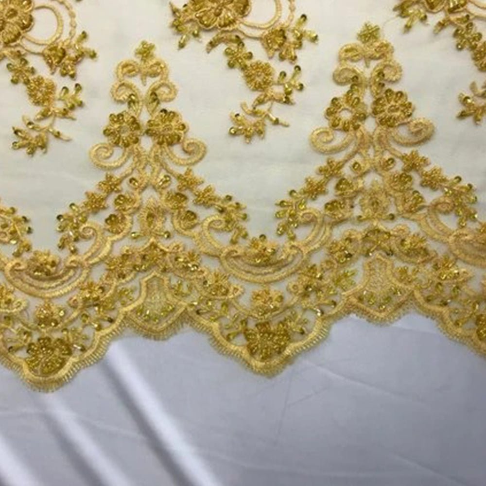 Fashion Wedding Dress Sequins Beaded Bridal Mesh LaceICE FABRICSICE FABRICSYellowFashion Wedding Dress Sequins Beaded Bridal Mesh Lace ICE FABRICS Yellow