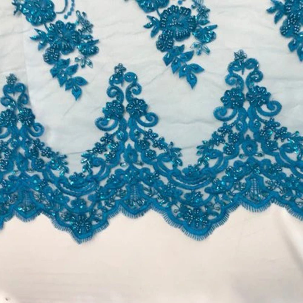 Fashion Wedding Dress Sequins Beaded Bridal Mesh LaceICE FABRICSICE FABRICSTurquoiseFashion Wedding Dress Sequins Beaded Bridal Mesh Lace ICE FABRICS Turquoise