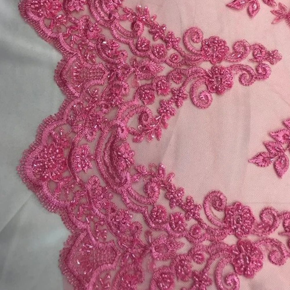 Fashion Wedding Dress Sequins Beaded Bridal Mesh LaceICE FABRICSICE FABRICSCandy PinkFashion Wedding Dress Sequins Beaded Bridal Mesh Lace ICE FABRICS Candy Pink