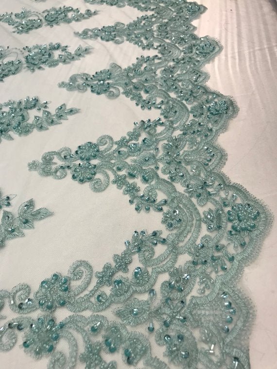 Fashion Wedding Dress Sequins Beaded Bridal Mesh LaceICE FABRICSICE FABRICSMintFashion Wedding Dress Sequins Beaded Bridal Mesh Lace ICE FABRICS Mint