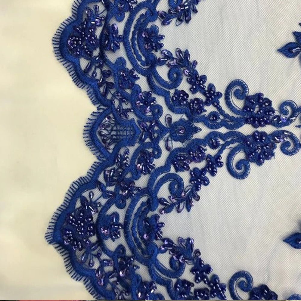 Fashion Wedding Dress Sequins Beaded Bridal Mesh LaceICE FABRICSICE FABRICSRoyal BlueFashion Wedding Dress Sequins Beaded Bridal Mesh Lace ICE FABRICS Royal Blue