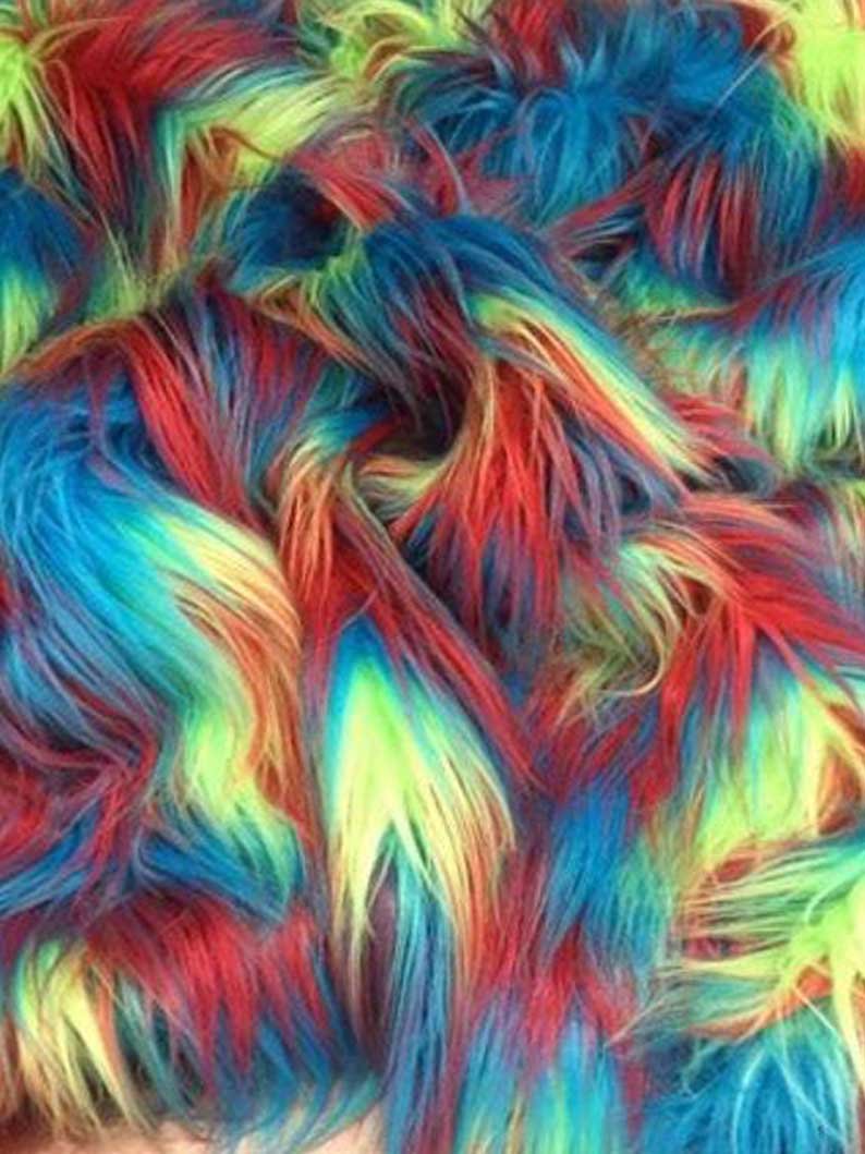 Faux Fake Fur 3 Tone Rainbow, Long Pile Fabric 60 Inches Width Sold by the YardICEFABRICICE FABRICSBy The Yard (60 inches Wide)Faux Fake Fur 3 Tone Rainbow, Long Pile Fabric 60 Inches Width Sold by the Yard ICEFABRIC