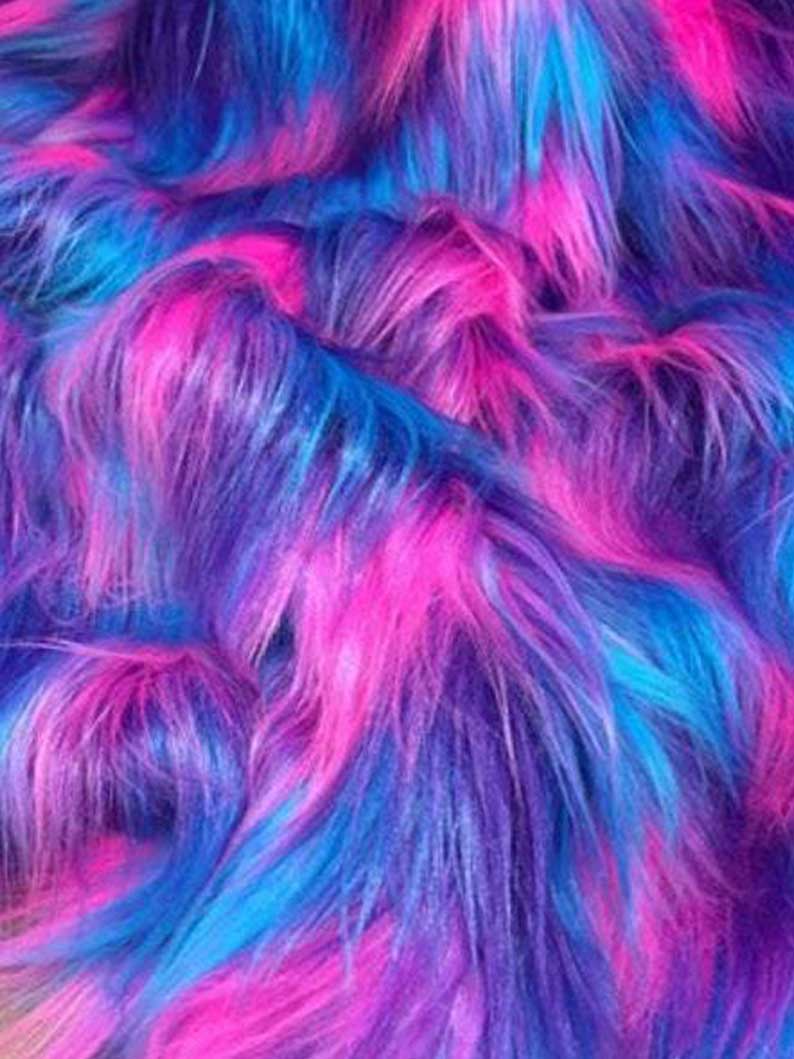 Faux Fake Fur 3 Tone Rainbow, Long Pile Fabric 60" Width Sold by Yard TurquoiseICEFABRICICE FABRICSBy The Yard (60 inches Wide)Faux Fake Fur 3 Tone Rainbow, Long Pile Fabric 60" Width Sold by Yard Turquoise ICEFABRIC