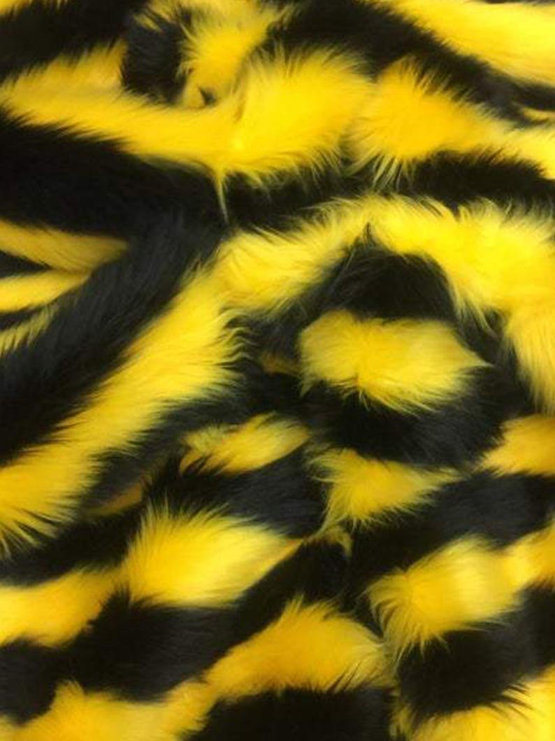 Faux Fur 2 Tone Stripe Long Pile Fabric For Fur Coats, Fur Clothing, Blankets, Bed Spreads, Throw BlanketsICEFABRICICE FABRICSBlack/YellowBy The Yard (60 inches Wide)Faux Fur 2 Tone Stripe Long Pile Fabric For Fur Coats, Fur Clothing, Blankets, Bed Spreads, Throw Blankets ICEFABRIC Black/Yellow