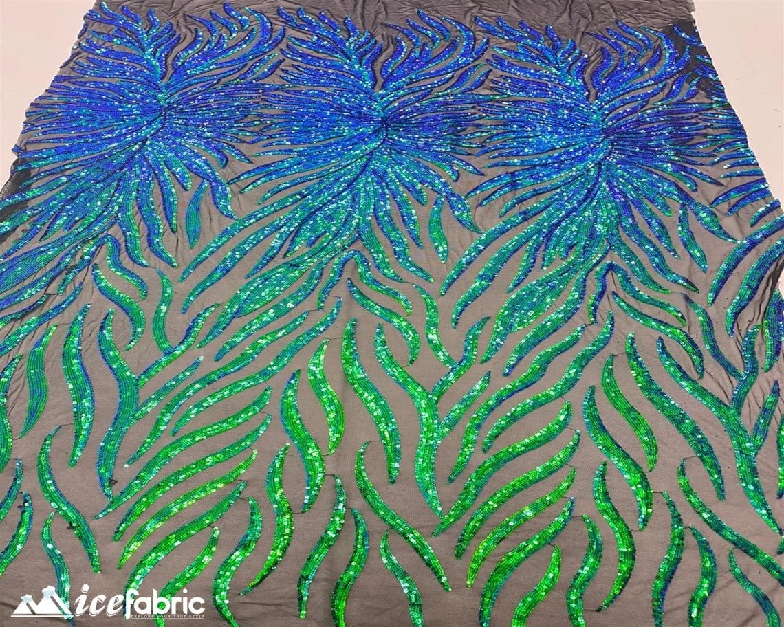 Feather Design Embroidery Stretch Sequin Fabric | 4 Way StretchICE FABRICSICE FABRICSGreenFeather Design Embroidery Stretch Sequin Fabric | 4 Way Stretch ICE FABRICS Green