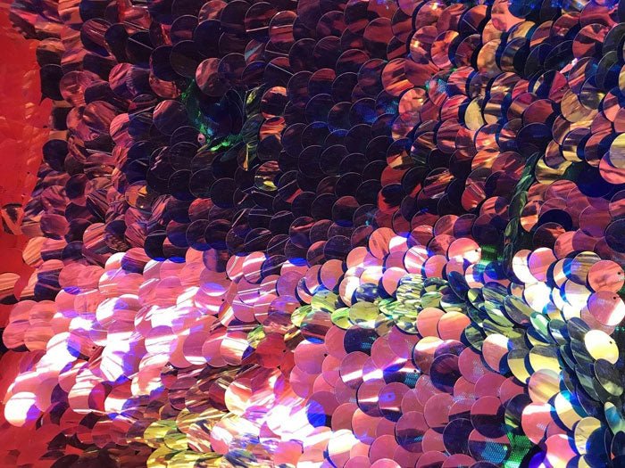 Fish Scale Circle Mermaid Fabric Sequin Iridescent FabricICEFABRICICE FABRICSPink/BlueFish Scale Circle Mermaid Fabric Sequin Iridescent Fabric ICEFABRIC Pink/Blue