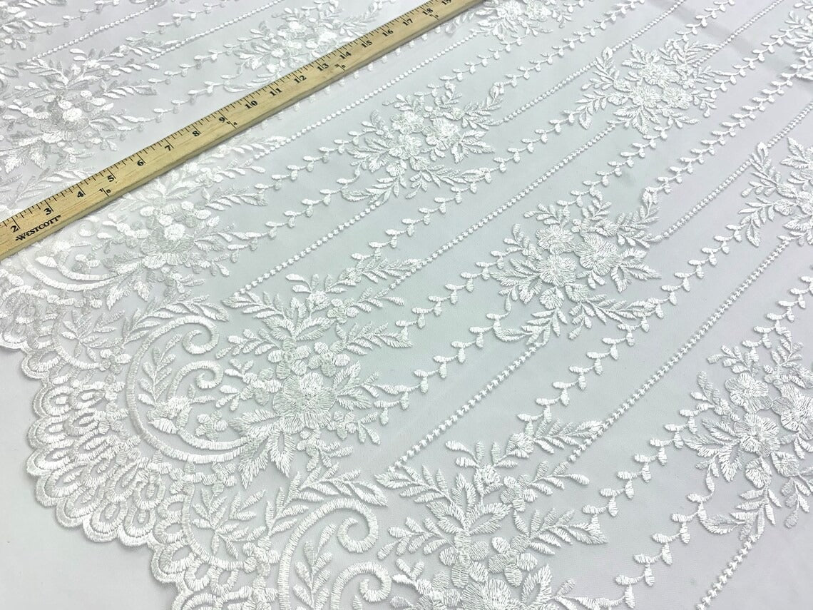 Flowers Floral White Lace Fabric / Embroidery Lace MeshICE FABRICSICE FABRICSBy The YardFlowers Floral White Lace Fabric / Embroidery Lace Mesh ICE FABRICS