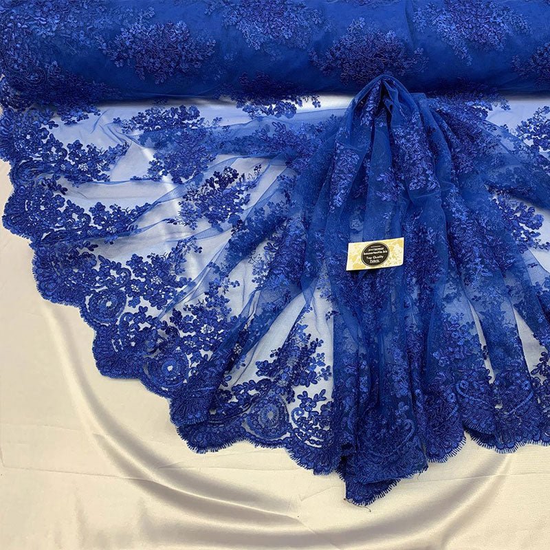 French Design Floral Mesh Lace Embroidery FabricICEFABRICICE FABRICSRoyal BlueFrench Design Floral Mesh Lace Embroidery Fabric ICEFABRIC Royal Blue