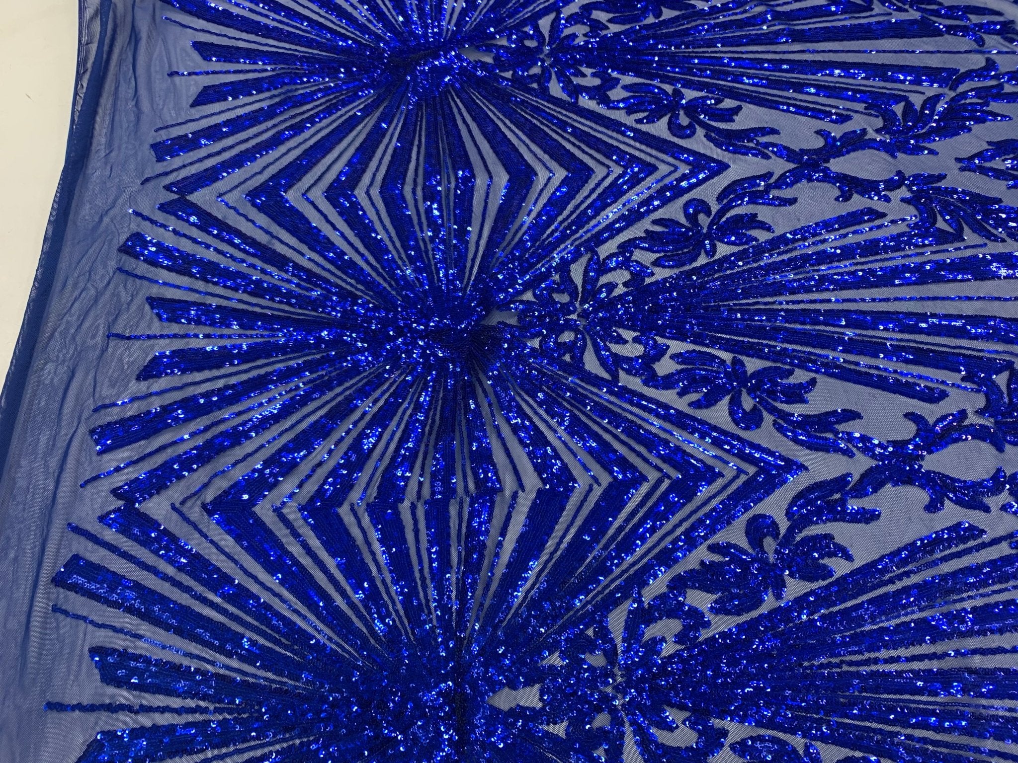 French Embroidery Stretch Sequins Fabric By The Yard on a Mesh LaceICEFABRICICE FABRICSRoyal BlueFrench Embroidery Stretch Sequins Fabric By The Yard on a Mesh Lace ICEFABRIC Royal Blue