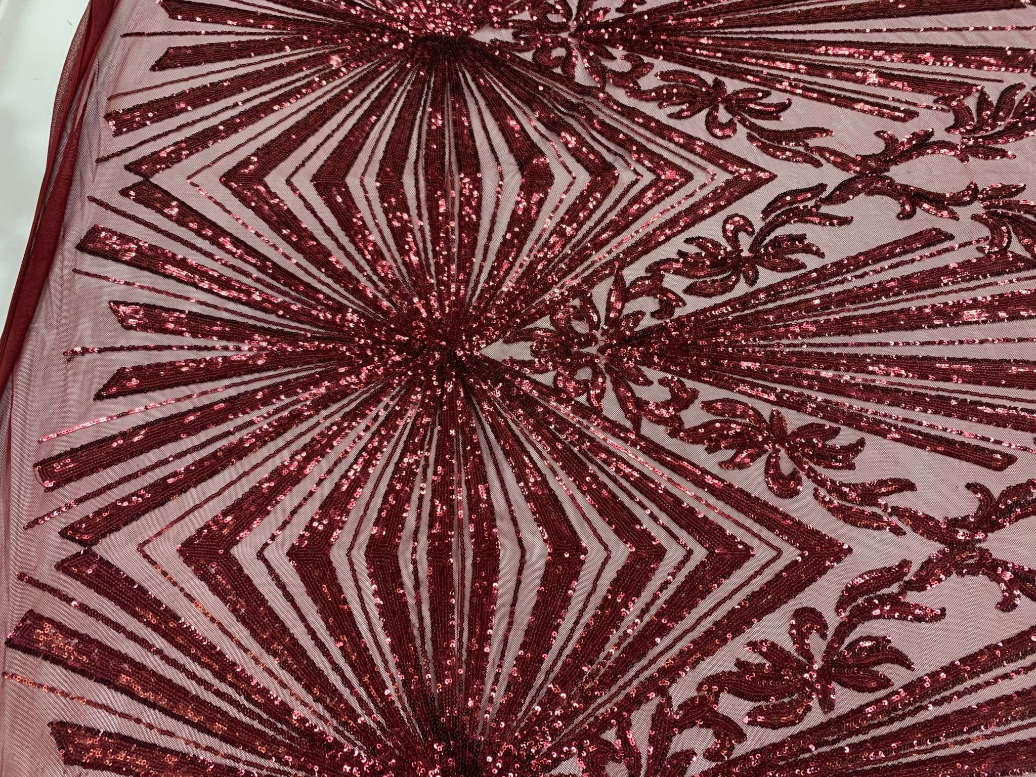 French Embroidery Stretch Sequins Fabric By The Yard on a Mesh LaceICEFABRICICE FABRICSBurgundyFrench Embroidery Stretch Sequins Fabric By The Yard on a Mesh Lace ICEFABRIC Burgundy