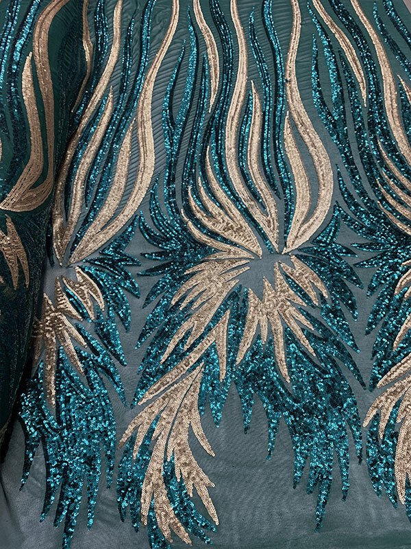 French Feather Embroidered Spandex 4 Way Stretch Sequin Mesh Lace FabricICEFABRICICE FABRICSHunter/GreenFrench Feather Embroidered Spandex 4 Way Stretch Sequin Mesh Lace Fabric ICEFABRIC Hunter/Green