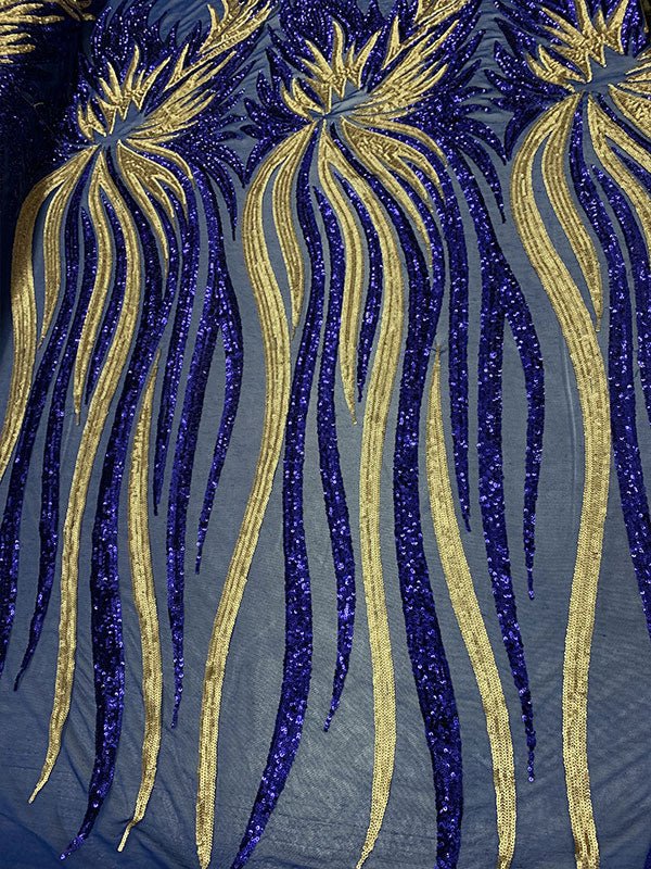 French Feather Embroidered Spandex 4 Way Stretch Sequin Mesh Lace FabricICEFABRICICE FABRICSRoyal BlueFrench Feather Embroidered Spandex 4 Way Stretch Sequin Mesh Lace Fabric ICEFABRIC Royal Blue