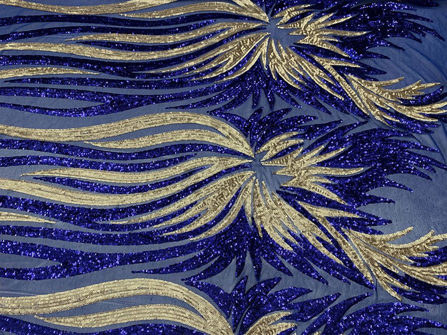 French Feather Embroidered Spandex 4 Way Stretch Sequin Mesh Lace FabricICEFABRICICE FABRICSRoyal BlueFrench Feather Embroidered Spandex 4 Way Stretch Sequin Mesh Lace Fabric ICEFABRIC Royal Blue