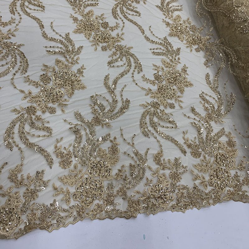 FRENCH FLOWERS BEADED MESH LACE FABRIC BY THE YARDICEFABRICICE FABRICSDusty RoseFRENCH FLOWERS BEADED MESH LACE FABRIC BY THE YARD ICEFABRIC Dusty Rose