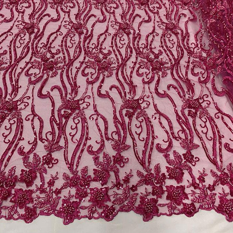 Fuchsia Beaded Fabric Luxury Fabric Embroidery Fabric Fashion FabricICEFABRICICE FABRICSFuchsia Beaded Fabric Luxury Fabric Embroidery Fabric Fashion Fabric ICEFABRIC