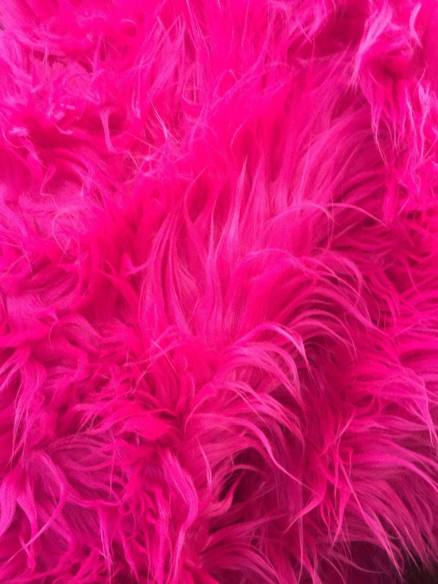 Fuchsia Fake Animal Skin Solid Mongolian Long Pile Faux Fur Fabric Used For Coats, Fur Clothing, BlanketsICEFABRICICE FABRICSBy The Yard (60 inches Wide)Fuchsia Fake Animal Skin Solid Mongolian Long Pile Faux Fur Fabric Used For Coats, Fur Clothing, Blankets ICEFABRIC