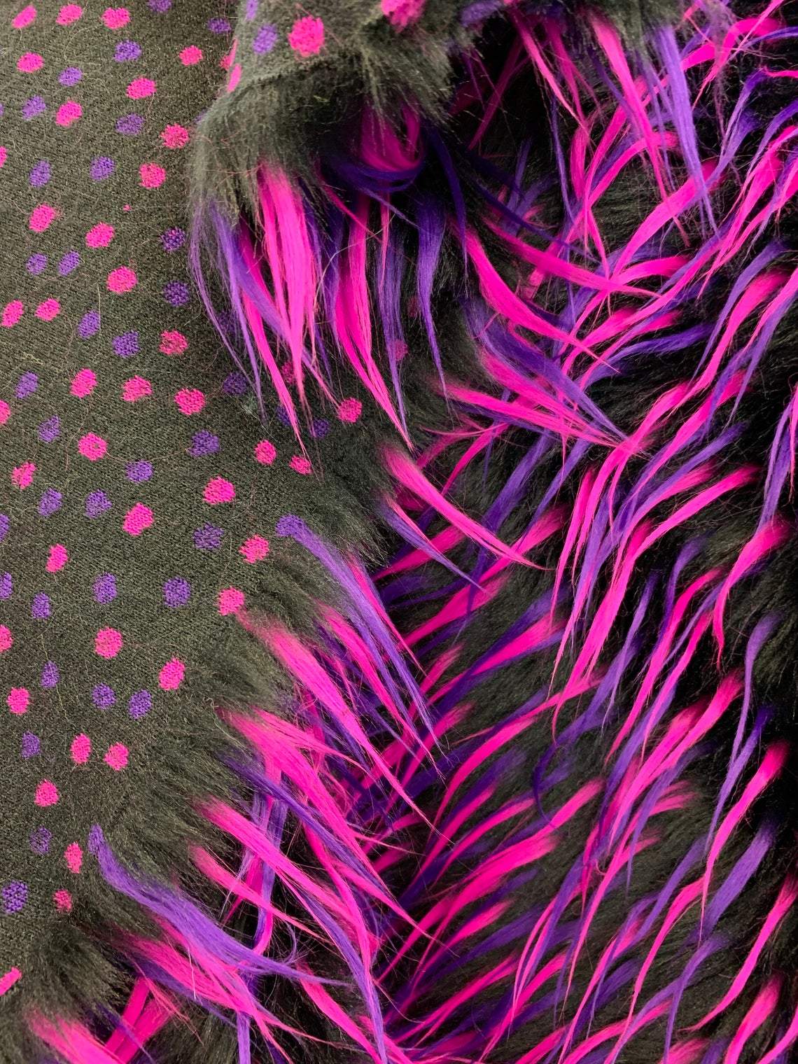 Fuchsia, Purple, and Black Faux Fur Fabric By The Yard 3 Tone Fashion Fabric MaterialICE FABRICSICE FABRICSFuchsia, Purple, and Black Faux Fur Fabric By The Yard 3 Tone Fashion Fabric Material ICE FABRICS