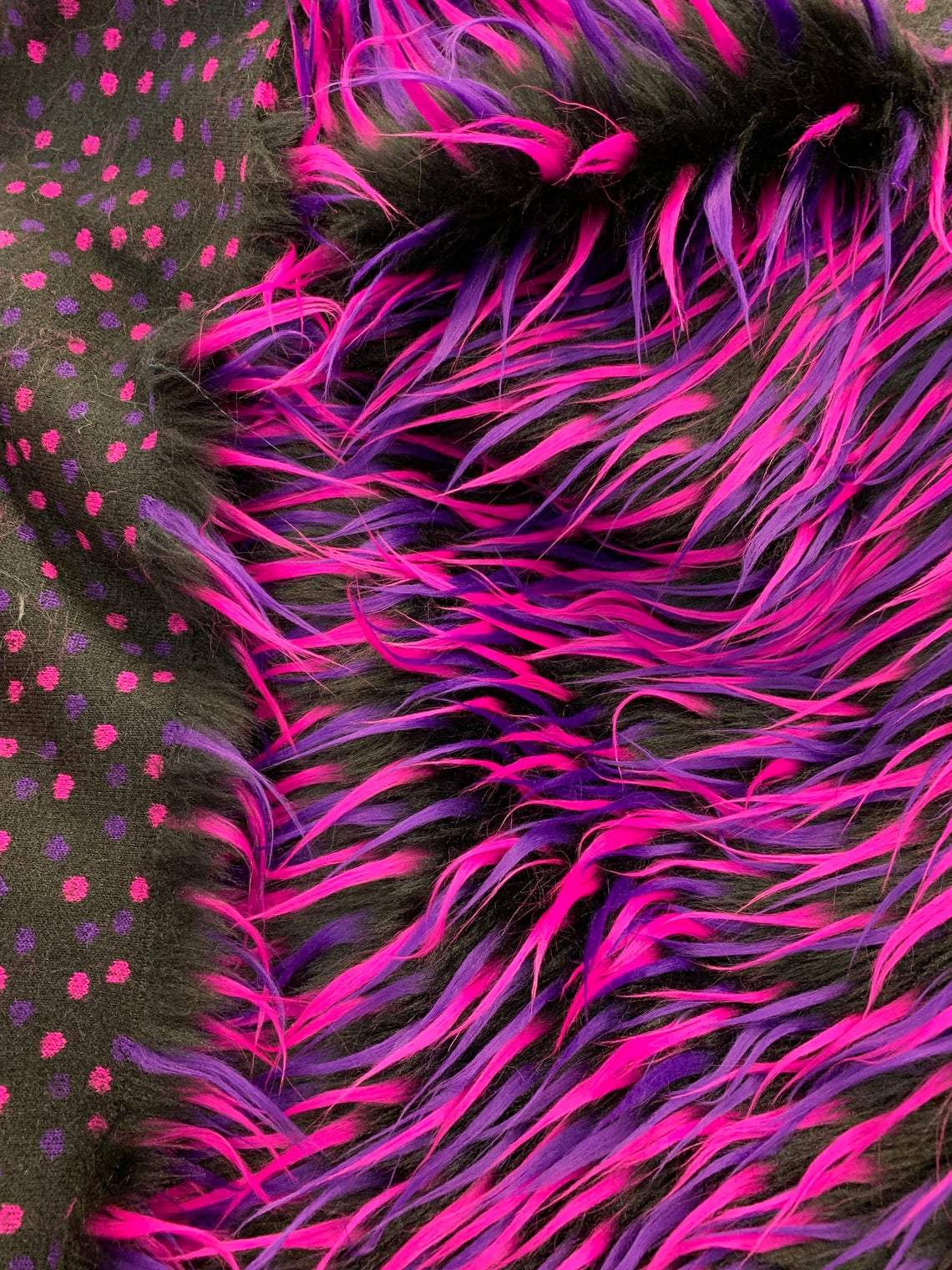 Fuchsia, Purple, and Black Faux Fur Fabric By The Yard 3 Tone Fashion Fabric MaterialICE FABRICSICE FABRICSFuchsia, Purple, and Black Faux Fur Fabric By The Yard 3 Tone Fashion Fabric Material ICE FABRICS