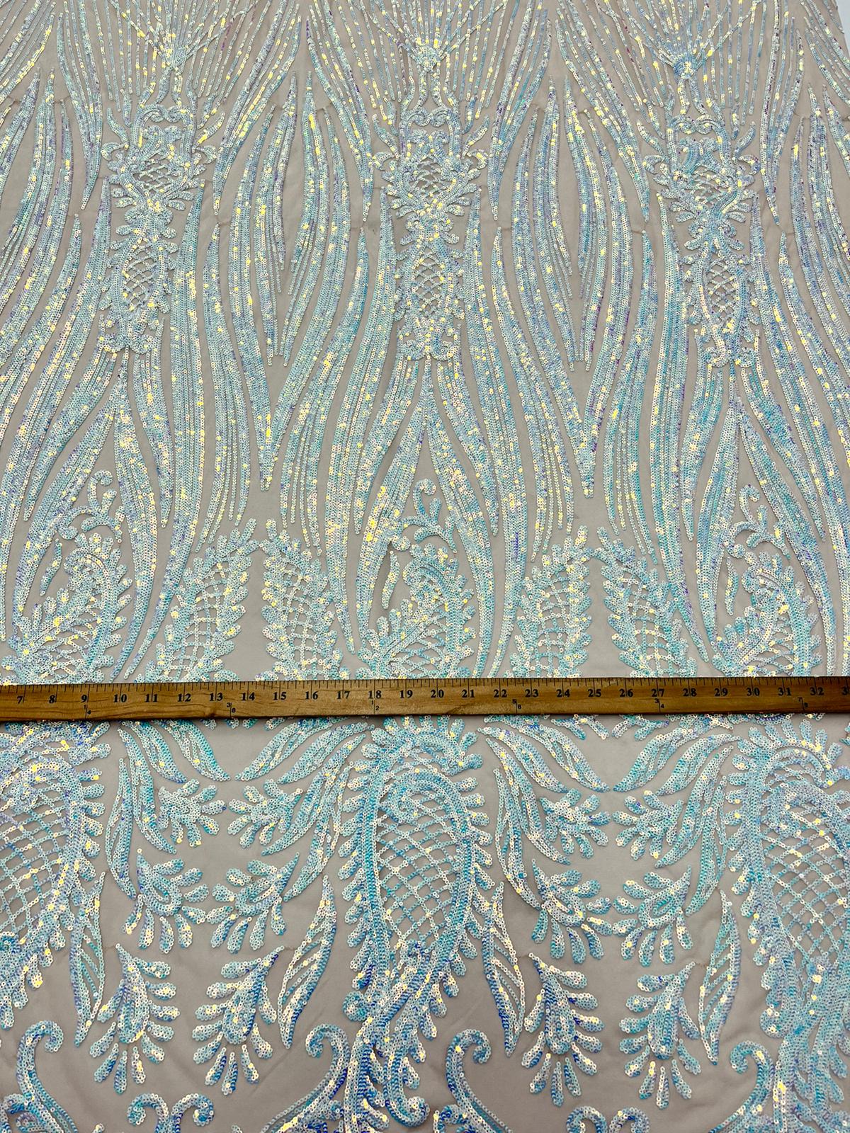 Geometric 4 Way Stretch Sequin Fabric | Baby Blue | Embroidered FabricICE FABRICSICE FABRICSSample (Swatch)Geometric 4 Way Stretch Sequin Fabric | Baby Blue | Embroidered Fabric ICE FABRICS