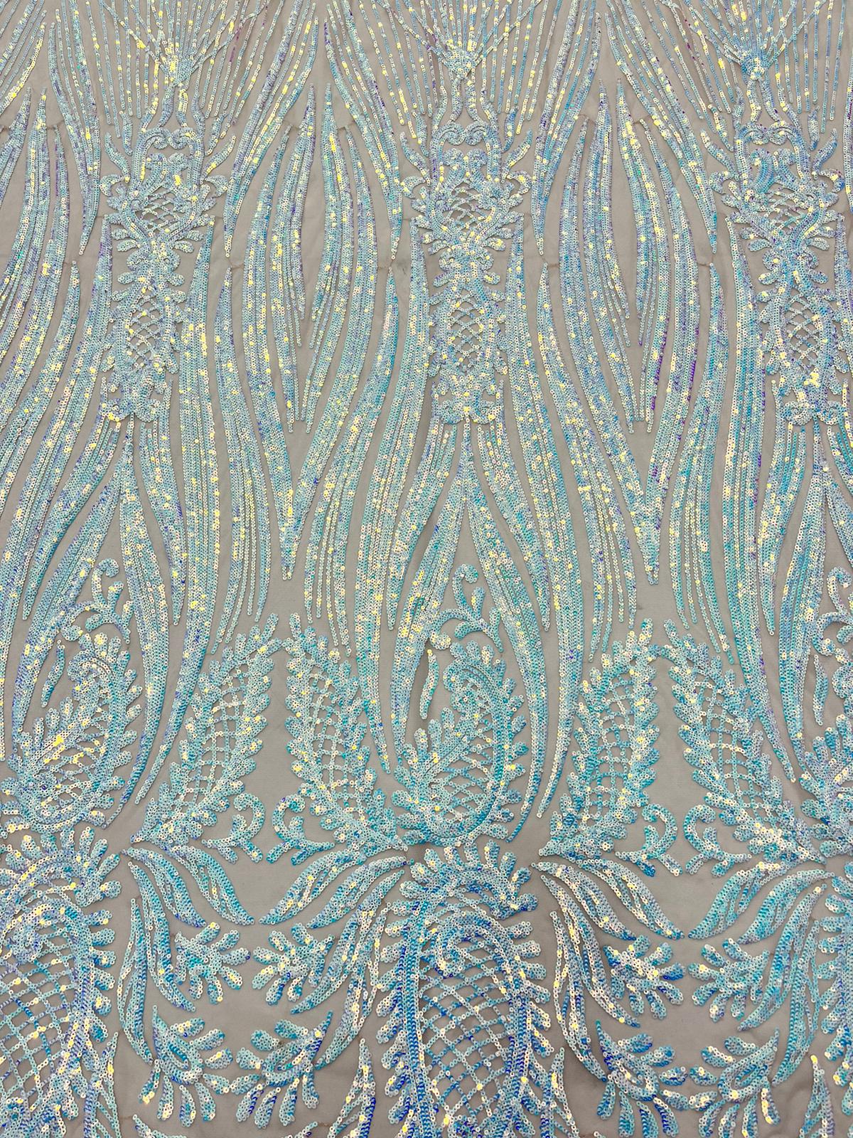 Geometric 4 Way Stretch Sequin Fabric | Baby Blue | Embroidered FabricICE FABRICSICE FABRICSSample (Swatch)Geometric 4 Way Stretch Sequin Fabric | Baby Blue | Embroidered Fabric ICE FABRICS