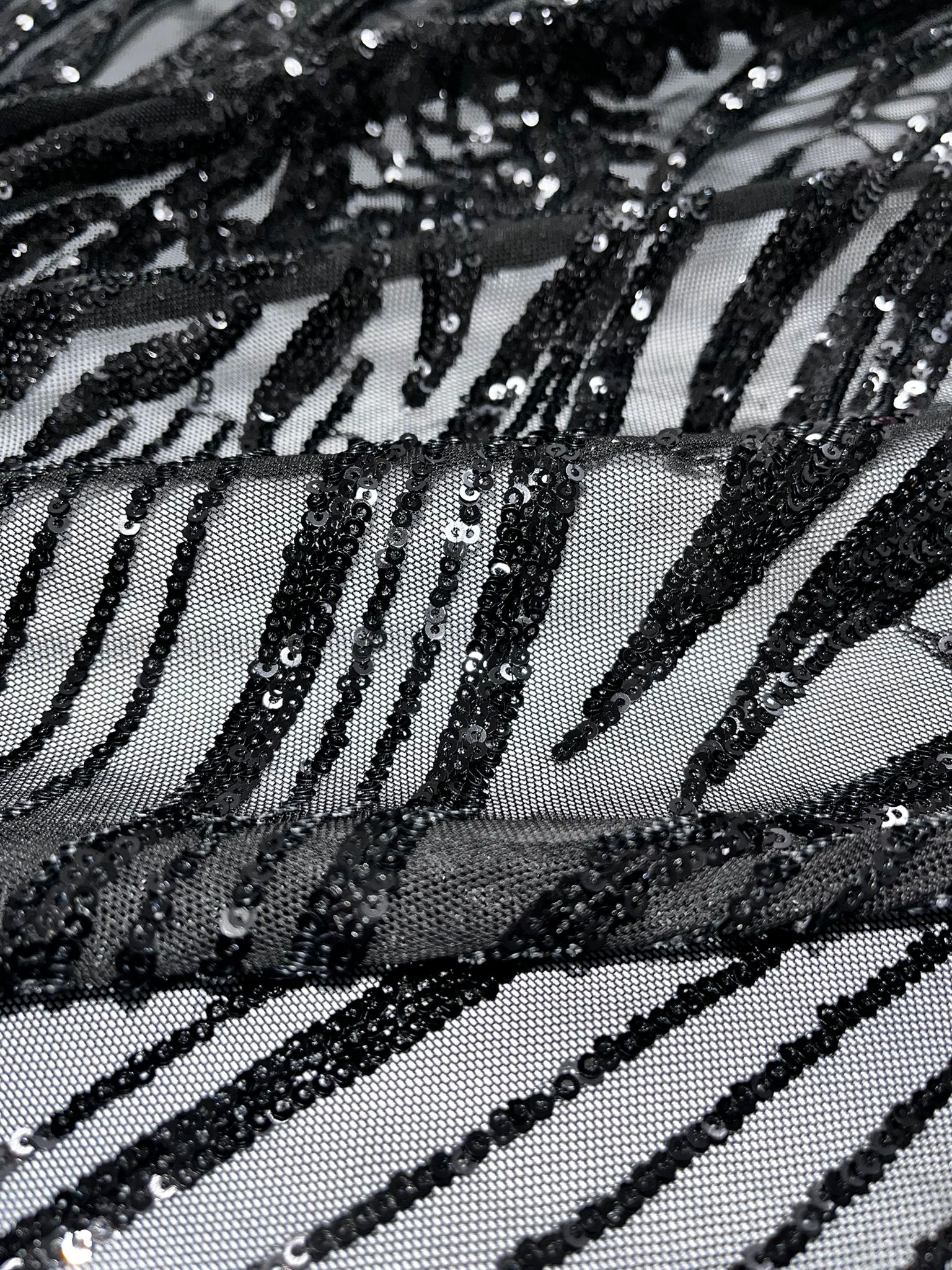 Geometric 4 Way Stretch Sequin Fabric | Black | Embroidered FabricICE FABRICSICE FABRICSSample (Swatch)Geometric 4 Way Stretch Sequin Fabric | Black | Embroidered Fabric ICE FABRICS