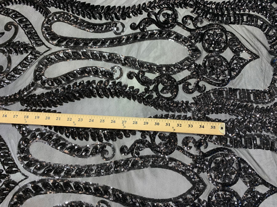 Geometric Sequins Spandex 4 Way Stretch Sequins FabricICEFABRICICE FABRICSBlackGeometric Sequins Spandex 4 Way Stretch Sequins Fabric ICEFABRIC Black
