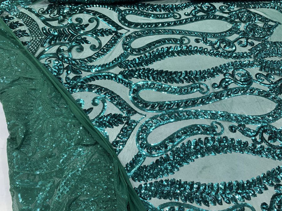 Geometric Sequins Spandex 4 Way Stretch Sequins FabricICEFABRICICE FABRICSHunter GreenGeometric Sequins Spandex 4 Way Stretch Sequins Fabric ICEFABRIC Hunter Green