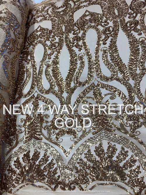 Geometric Sequins Spandex 4 Way Stretch Sequins FabricICEFABRICICE FABRICSGoldGeometric Sequins Spandex 4 Way Stretch Sequins Fabric ICEFABRIC Gold