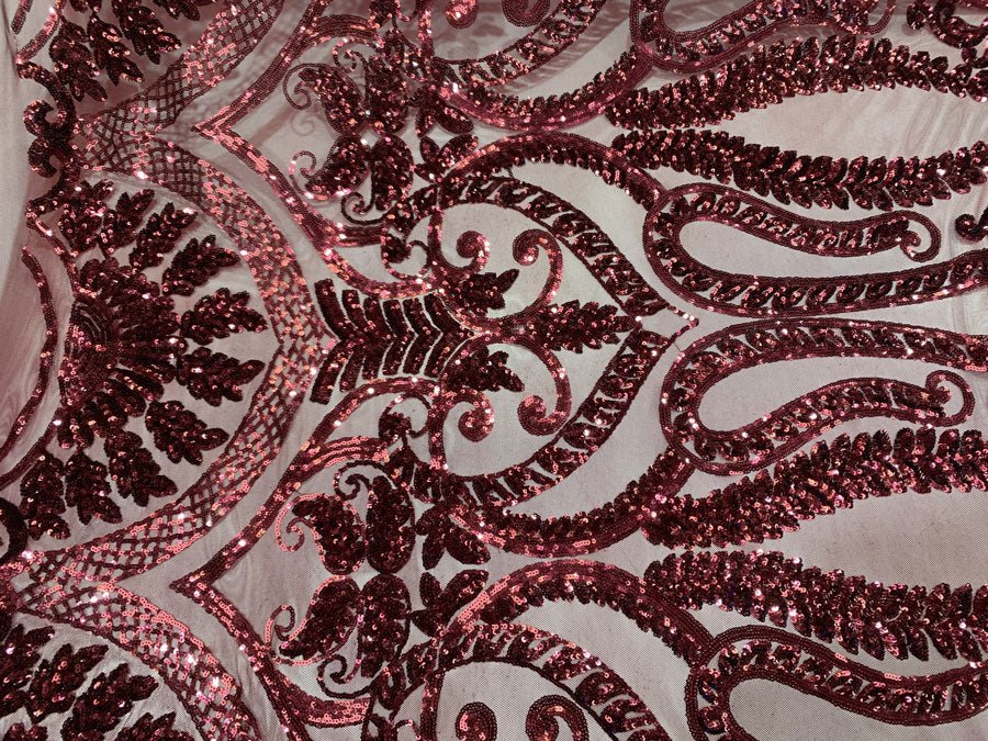 Geometric Sequins Spandex 4 Way Stretch Sequins FabricICEFABRICICE FABRICSBurgundyGeometric Sequins Spandex 4 Way Stretch Sequins Fabric ICEFABRIC Burgundy