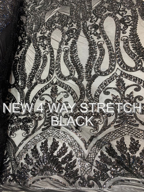 Geometric Sequins Spandex 4 Way Stretch Sequins FabricICEFABRICICE FABRICSRose GoldGeometric Sequins Spandex 4 Way Stretch Sequins Fabric ICEFABRIC Black
