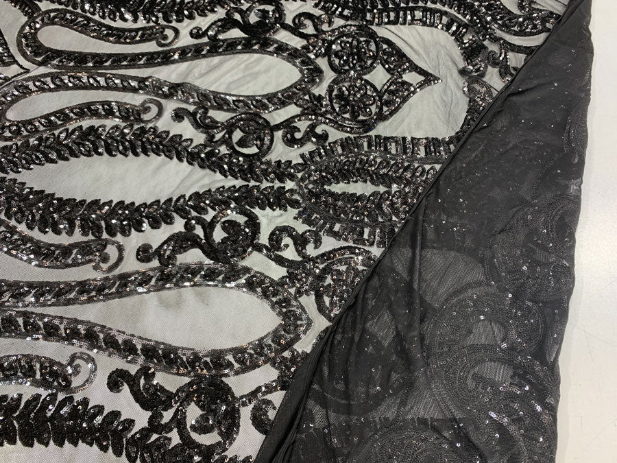 Geometric Sequins Spandex 4 Way Stretch Sequins FabricICEFABRICICE FABRICSBlackGeometric Sequins Spandex 4 Way Stretch Sequins Fabric ICEFABRIC Black