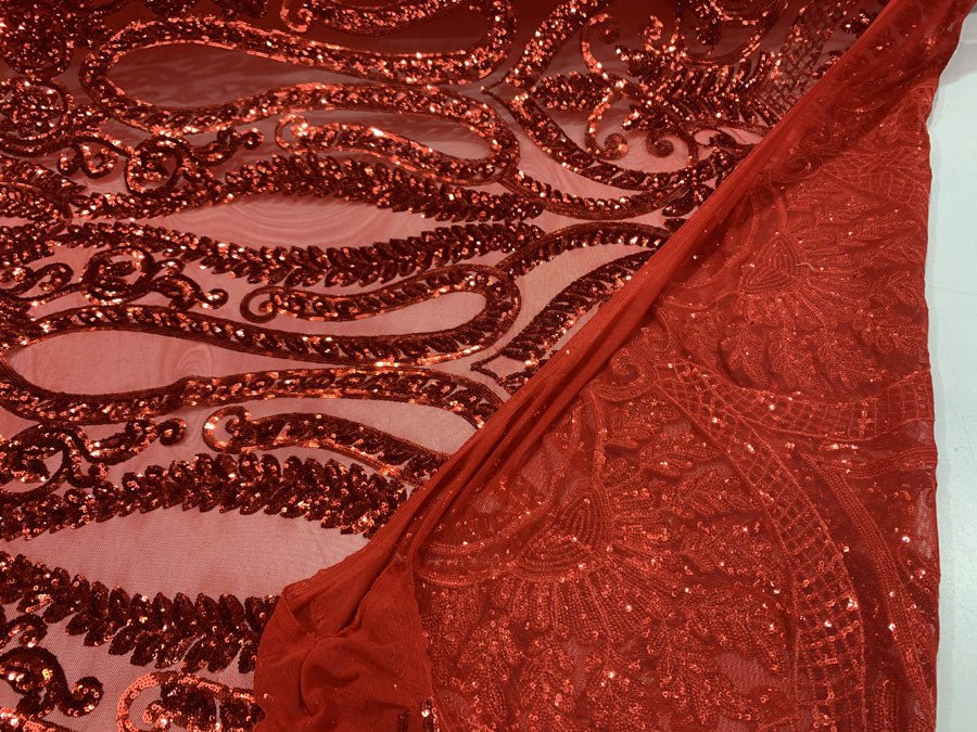 Geometric Sequins Spandex 4 Way Stretch Sequins FabricICEFABRICICE FABRICSHunter GreenGeometric Sequins Spandex 4 Way Stretch Sequins Fabric ICEFABRIC Red