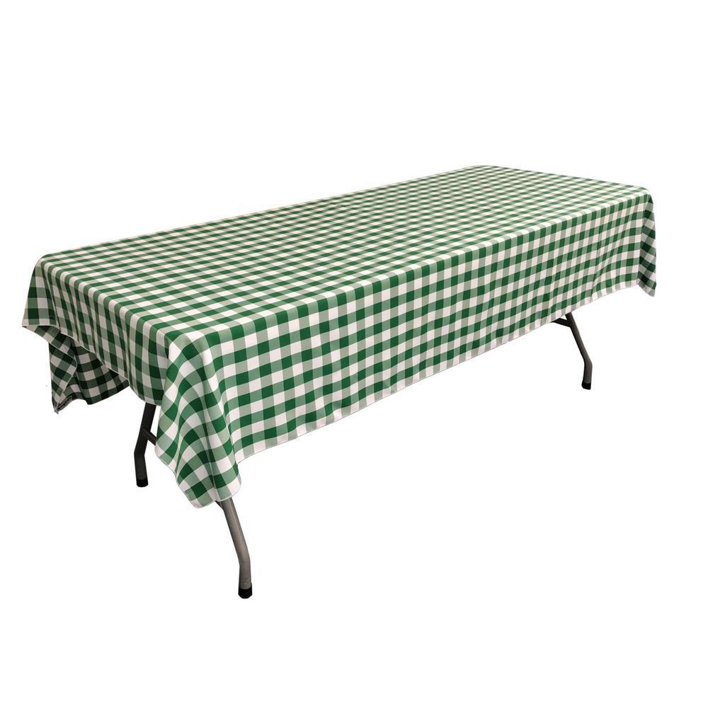 Gingham Checkered Polyester Rectangular Tablecloth 60 x 108 Inches FabricICEFABRICICE FABRICSWhite Hunter Green1Gingham Checkered Polyester Rectangular Tablecloth 60 x 108 Inches Fabric ICEFABRIC White Hunter Green