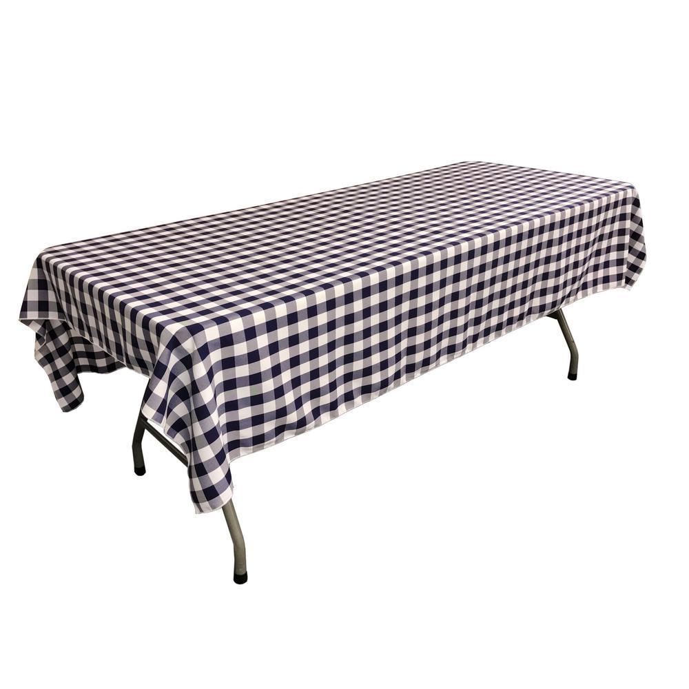 Gingham Checkered Polyester Rectangular Tablecloth 60 x 108 Inches FabricICEFABRICICE FABRICSWhite Navy Blue1Gingham Checkered Polyester Rectangular Tablecloth 60 x 108 Inches Fabric ICEFABRIC White Navy Blue
