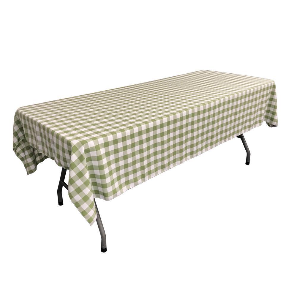 Gingham Checkered Polyester Rectangular Tablecloth 60 x 108 Inches FabricICEFABRICICE FABRICSWhite Apple Green1Gingham Checkered Polyester Rectangular Tablecloth 60 x 108 Inches Fabric ICEFABRIC White Apple Green