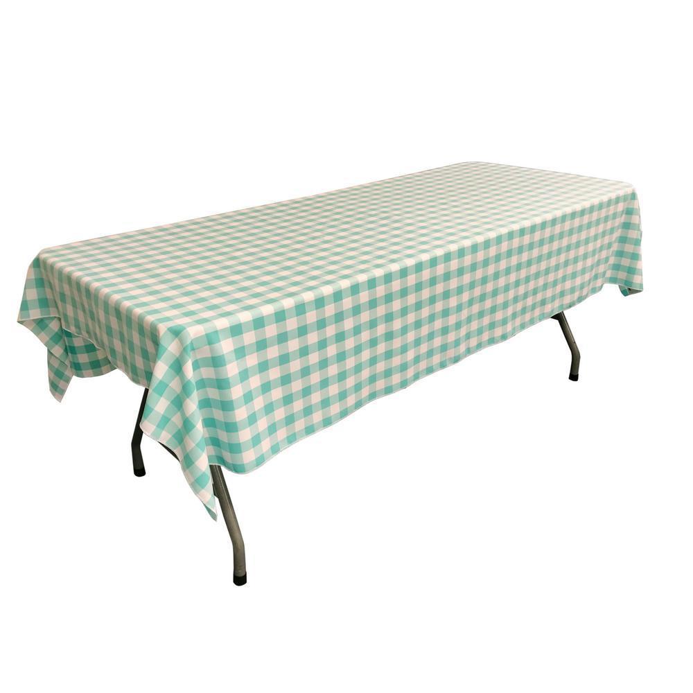 Gingham Checkered Polyester Rectangular Tablecloth 60 x 108 Inches FabricICEFABRICICE FABRICSWhite Mint1Gingham Checkered Polyester Rectangular Tablecloth 60 x 108 Inches Fabric ICEFABRIC White Mint